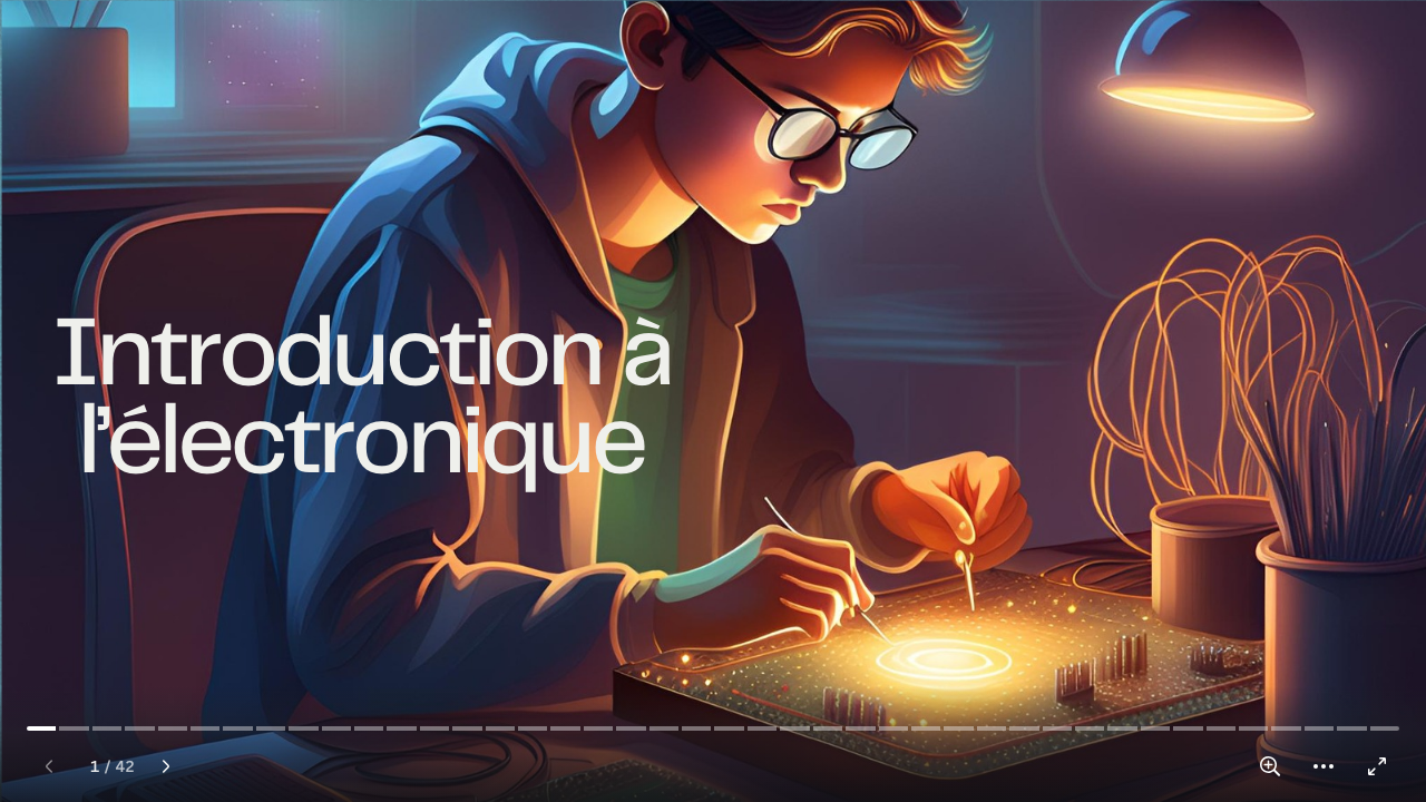 Aperçu du support pédagogique Canva — bases de l’électricité et de l’électronique